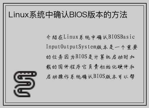 Linux系统中确认BIOS版本的方法